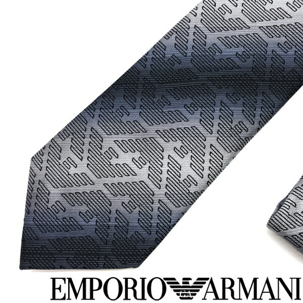 EMPORIO ARMANI ネクタイ エンポリオアルマーニ メンズ イーグルロゴ柄シルク グレー【剣先幅：7.5cm】 340075-620-00041 ブランド