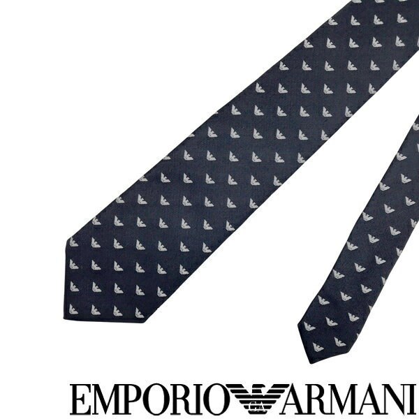 EMPORIO ARMANI ネクタイ エンポリオアルマーニ メンズ イーグルロゴ柄 シルク ブルー ...