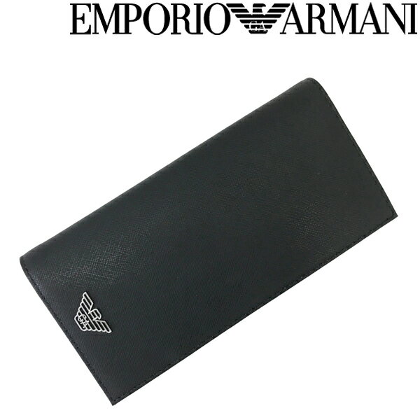 アルマーニ 長財布（メンズ） EMPORIO ARMANI 長財布 エンポリオアルマーニ メンズ&レディース イーグルロゴ 二つ折り ブラック Y4R170-Y138E-81072 ブランド