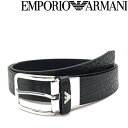 アルマーニ ベルト（メンズ） EMPORIO ARMANI ベルト エンポリオアルマーニ メンズ&レディース イーグルロゴ クロコダイルプリントレザー リバーシブル ブラック カット長さ調節可能 Y4S501-Y130E-88001 ブランド