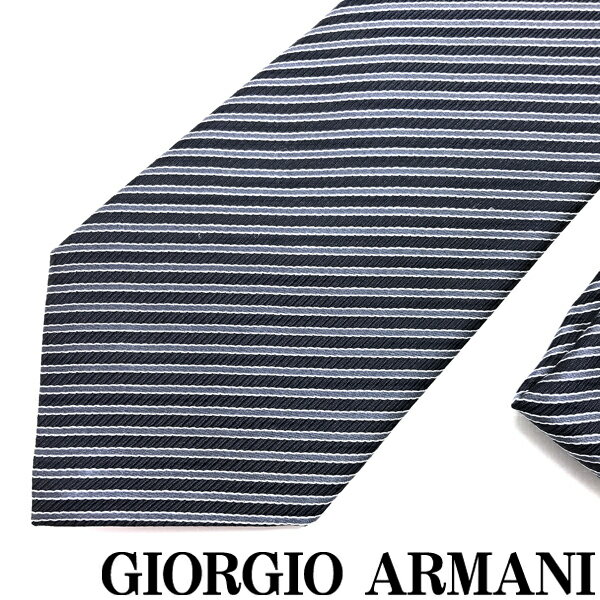 GIORGIO ARMANI ネクタイ ジョルジオアルマーニ メンズ シルク ストライプ ブラック 黒 【剣先幅:8cm】 360054-906-00020 ブランド