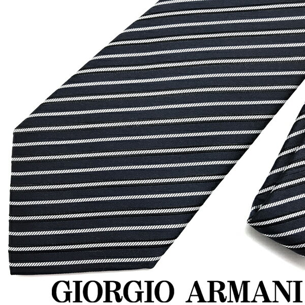 GIORGIO ARMANI ネクタイ ジョルジオアルマーニ メンズ シルク ストライプ ブラック 【剣先幅:8cm】 360054-907-00020 ブランド