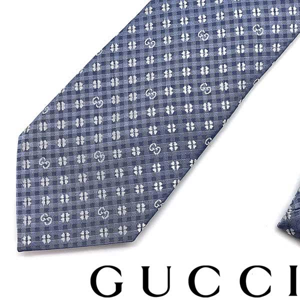 グッチ ネクタイ GUCCI ネクタイ グッチ メンズシルク クローバー柄×GGロゴ ライトブルー 青系 597126-4E002-4578