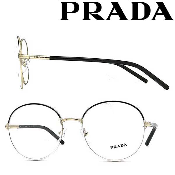 プラダ メガネ レディース PRADA メガネフレーム プラダ メンズ&レディース ブラック×シャンパンゴールド×ホワイト 眼鏡 0PR-55WV-07I1O1 ブランド 男性用＆女性用 おしゃれ