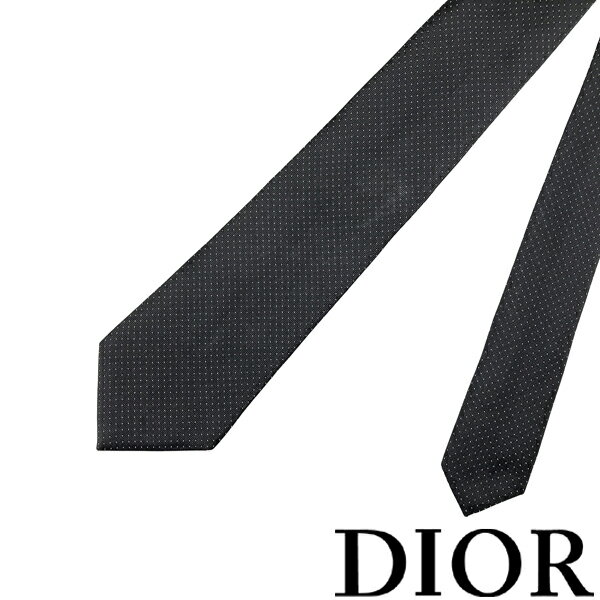 【中古】Christian Dior ネクタイ クリスチャンディオール【非常に良い】 メンズ ブラック×グレー 【剣先幅：8cm】R-CD-T-0574-02 ブランド