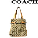 【中古】 COACH ハンドバッグ コーチ 【傷や使用感が目立つ】 レディース シグネチャーロゴ柄 ベージュ×ライトブラウン R-CO-B-39-2 ブランド 鞄 バック