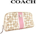 【中古】COACH ポーチ コーチ【ほぼ新品】シグネチャー柄 ブラウン×ホワイト R-COACH-P-0540-03 ブランド