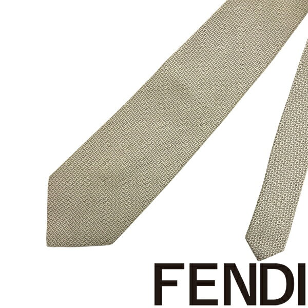 【中古】FENDI ネクタイ フェンディ 【非常に良い】メンズ ライトブラウン 【剣先幅：10cm】R-FE-T-0915-03-3 ブランド