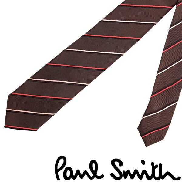 【中古】Paul Smith ネクタイ ポールスミス 【やや傷や使用感あり】メンズ ブラウン ナロー 【剣先幅：6cm】R-PS-T-0909-05-2 ブランド