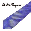 【中古】Salvatore Ferragamo ネクタイ サルバトーレフェラガモ【やや傷や使用感あり】メンズ ブルーパープル ネクタイ【剣先幅：9.5cm】 r-sf-t-0908-05-1 ブランド