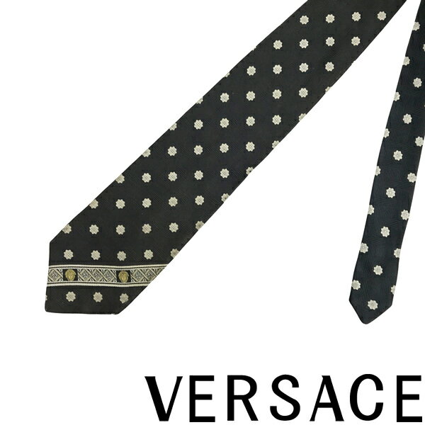 【中古】VERSACE ネクタイ ベルサーチ ヴェルサーチェ 【やや傷や使用感あり】メンズ ブラック 【剣先幅：9cm】R-VE-T-0059-10 ブランド