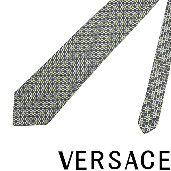 【中古】VERSACE ネクタイ ベルサーチ ヴェルサーチェ 【非常に良い】メンズ ブラック×ホワイト 【剣先幅：9cm】R-VE-T-0060-01 ブランド