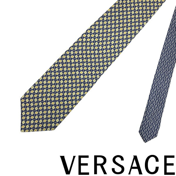 【中古】VERSACE ネクタイ ベルサーチ ヴェルサーチェ 【非常に良い】メンズ ブルー×イエロー 【剣先幅：9cm】R-VE-T-0060-02 ブランド