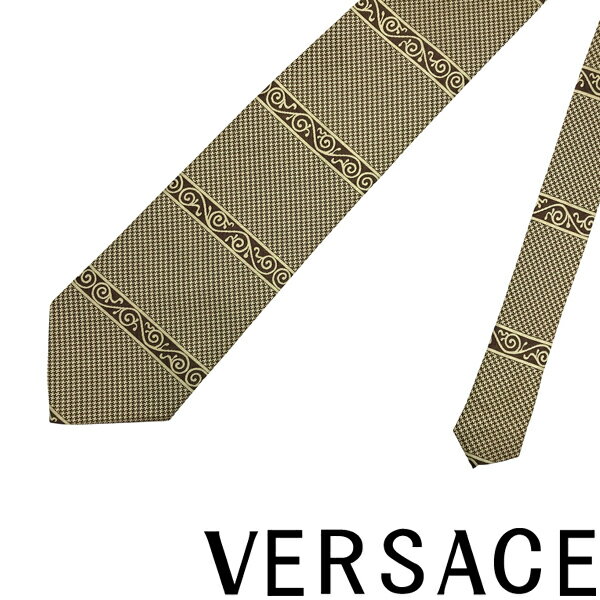 【中古】VERSACE ネクタイ ベルサーチ ヴェルサーチェ 【やや傷や使用感あり】メンズ ブラウン×ベージュ 【剣先幅：9cm】R-VE-T-0915-03-2 ブランド