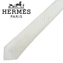【中古】HERMES ネクタイ エルメス【やや傷や使用感あり】シルバー ライトグレー 【剣先幅:9cm】 r-hermes-t-0075-02 ブランド【ネクタ...