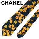 【中古】CHANEL シャネル ネクタイ【非常に良い】9cm ダークネイビー ブランド r-ch-t-p241208-01