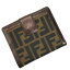 【中古】FENDI フェンディ 二つ折り 財布【非常に良い】ズッカ柄ブラウン キャンバス×レザー メンズ&レディース ブランド r-fe-w-p241208-15
