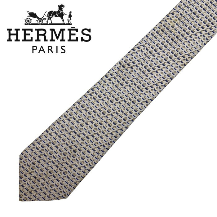 【中古】HERMES ネクタイ エルメス【やや傷や使用感あり】メンズ グレー 【剣先幅：9cm】 r-hermes-t-0075-03 ブランド【ネクタイまとめ買い割引実施中】2点→1,000円off／3点→2,000円off
