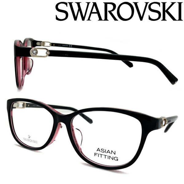 SWAROVSKI メガネフレーム スワロフスキー メンズ&レディース ブラック×クリアレッド 眼鏡 SK5405D-005 ブランド