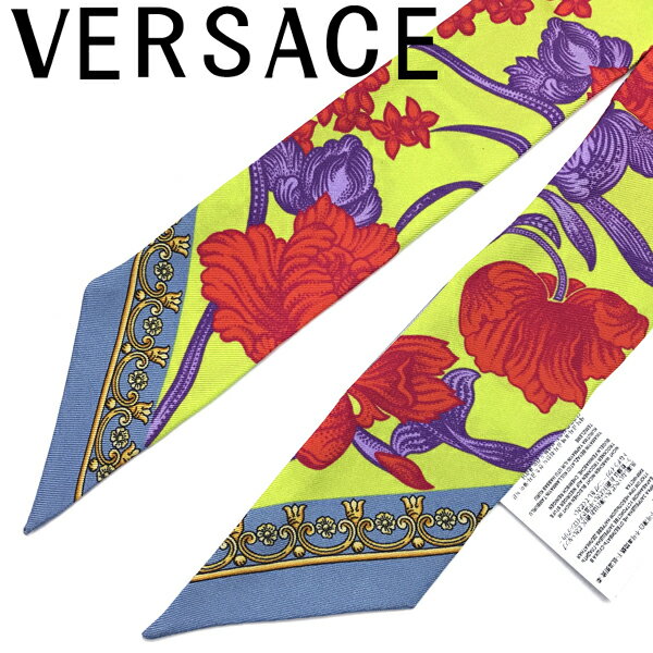 ベルサーチ マフラー（レディース） VERSACE ベルサーチ ヴェルサーチェ レディース スカーフ ネクタイ アシッド ブーケ シルク ライトグリーン IBA0005-1A03879-5G230 ブランド