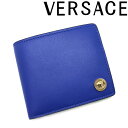 VERSACE 財布 ベルサーチ ヴェルサーチェ メンズ レディース メドゥーサ 二つ折り レザー ブルー×ゴールド DPU6737-1A03190-1UC3V ブランド