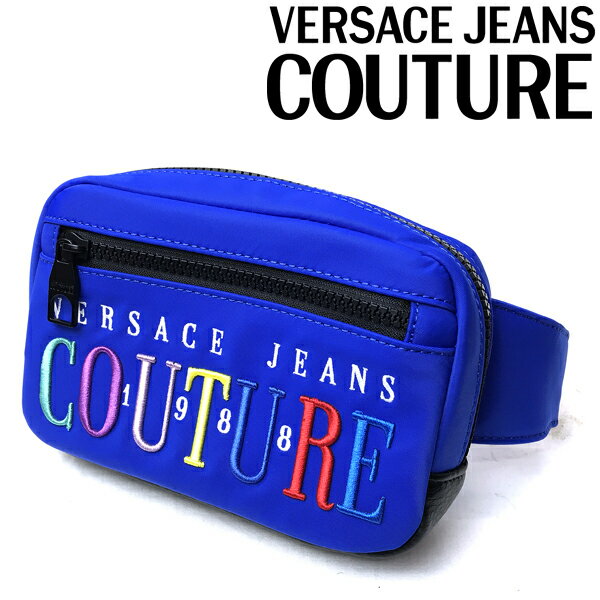 ヴェルサーチェ ビジネスベルト メンズ VERSACE JEANS COUTURE ウェストポーチ ボディバッグ ベルトバッグ ベルサーチ ヴェルサーチェ ジーンズ クチュール メンズ&レディース ロゴ ウエストバッグ ブルー 72YA4BG2-ZS288-255 ブランド