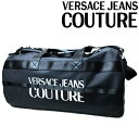 VERSACE JEANS COUTURE バッグ ベルサーチ ヴェルサーチェ ジーンズ クチュール メンズ&レディース ロゴ ダッフル ブラック×シルバー 7..