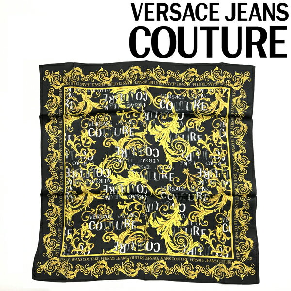 VERSACE JEANS COUTURE スカーフ ベルサーチ ヴェルサーチェ メンズ&レディース ロゴ バロッコプリント シルク ブラック 74HA7H01-ZG151-G89 ブランド ストール ショール