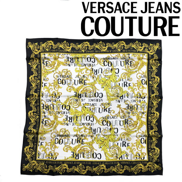 VERSACE JEANS COUTURE スカーフ ベルサーチ ヴェルサーチェ メンズ&レディース ロゴ バロッコプリント シルク ホワイト 74HA7H02-ZG151-G03 ブランド ストール ショール