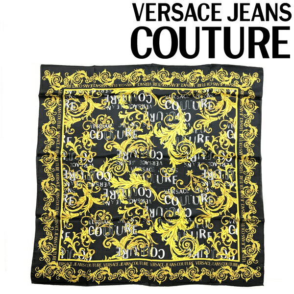 VERSACE JEANS COUTURE スカーフ ベルサーチ ヴェルサーチェ メンズ&レディース ロゴ バロッコプリント シルク ブラック 74HA7H02-ZG151-G89 ブランド ストール ショール