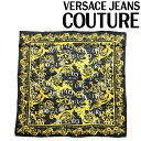 VERSACE JEANS COUTURE スカーフ ベルサーチ ヴェルサーチェ メンズ&レディース ロゴ バロッコプリント シルク ブラック 74HA7H02-ZG151-G89 ブランド ストール ショール