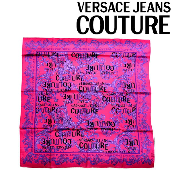 VERSACE JEANS COUTURE スカーフ ベルサーチ ヴェルサーチェ メンズ&レディース ロゴ バロッコプリント シルク ピンク 74HA7H02-ZG151-PR5 ブランド ストール ショール