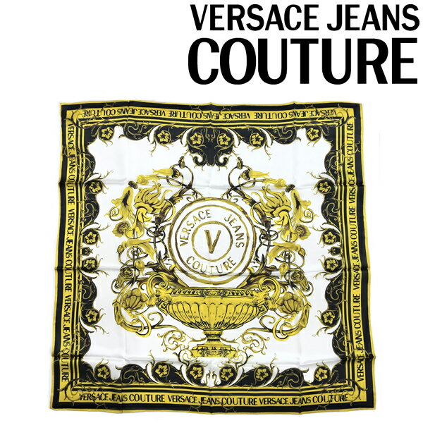 VERSACE JEANS COUTURE スカーフ ベルサーチ ヴェルサーチェ メンズ&レディース ロゴ シルク ホワイト 74HA7H02-ZG152-G03 ブランド ストール ショール