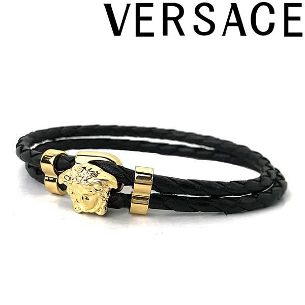 VERSACE ブレスレット ベルサーチ ヴェルサーチェ メンズ&レディース ブラック×ゴールド メドゥーサ ロゴ DG05579-DMTN-D41O