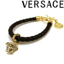 VERSACE ブレスレット ベルサーチ ヴェルサーチェ メンズ&レディース ブラック×ゴールド メドゥーサ ロゴ DG0G353-DMTN-6D41OH ブランド