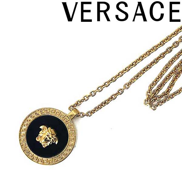 VERSACE ネックレス ベルサーチ メンズ&レディースゴールド×ブラック メドゥーサ ロゴ DG17255-DJMR-K41T ブランド