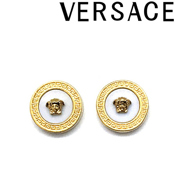 VERSACE ピアス ベルサーチ ヴェルサーチェ メンズ&レディース メドゥーサ ロゴ ゴールド×ホワイト DG27256-DJMR-4J620 ブランド