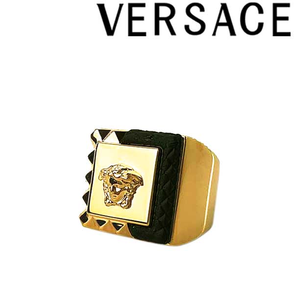 VERSACE リング・指輪 ベルサーチ ヴェルサーチェ メンズ&レディース メドゥーサロゴロゴ ゴールド×ブラック アクセサリー DG57723-DJMR-D41OH ブランド