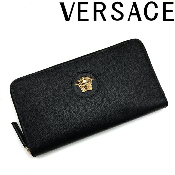 ヴェルサーチ 財布（レディース） VERSACE 長財布 ベルサーチ ヴェルサーチェ メンズ&レディース ジップアラウンド 型押しレザー ブラック DPDI056-DVIT4T-KVO41 ブランド