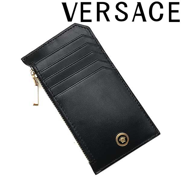 VERSACE カードケース＆キーケース＆財布 キーリング ベルサーチ ヴェルサーチェ メンズ&レディース レザー メドゥーサ ロゴ ブラック DP37855-DVTE4-D41OH ブランド