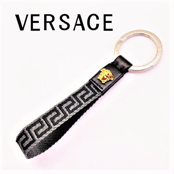 ヴェルサーチ VERSACE キーホルダー キーリング ベルサーチ ヴェルサーチェ【人気モデル】 メンズ&レディース グレカ キー チェーン ブラック×グレー DPM8442-DNAS3V-1B00L ブランド