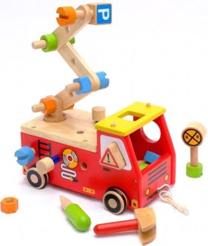 【準備中】名入れ・ラッピング不可 アウトレット 木のおもちゃ 「アクティブ消防車」出産祝い 男の子  ...