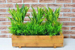 人工観葉植物ウッドプランター【触媒加工】【送料込み価格4980円】【オフィスグリーン】【フェイクグリーンプランター】