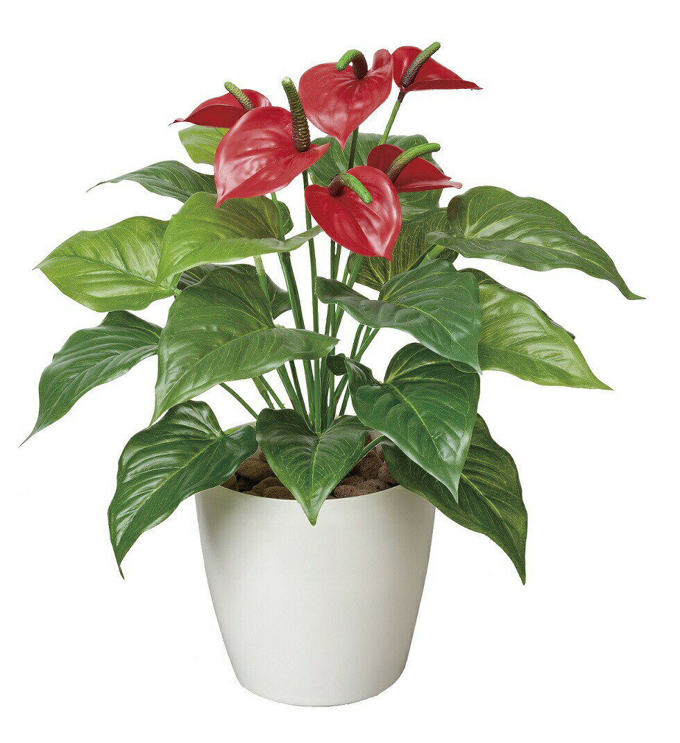 フェイクグリーン 観葉植物 フェイク 人工観葉植物 光触媒 造花 インテリア リアル おしゃれ お祝い 樹 木 室内 人気 空気清浄 玄関 リビング オフィス 部屋 シンプル 抗菌 消臭 観葉樹 フレッシュアンスリュームM（390a60）