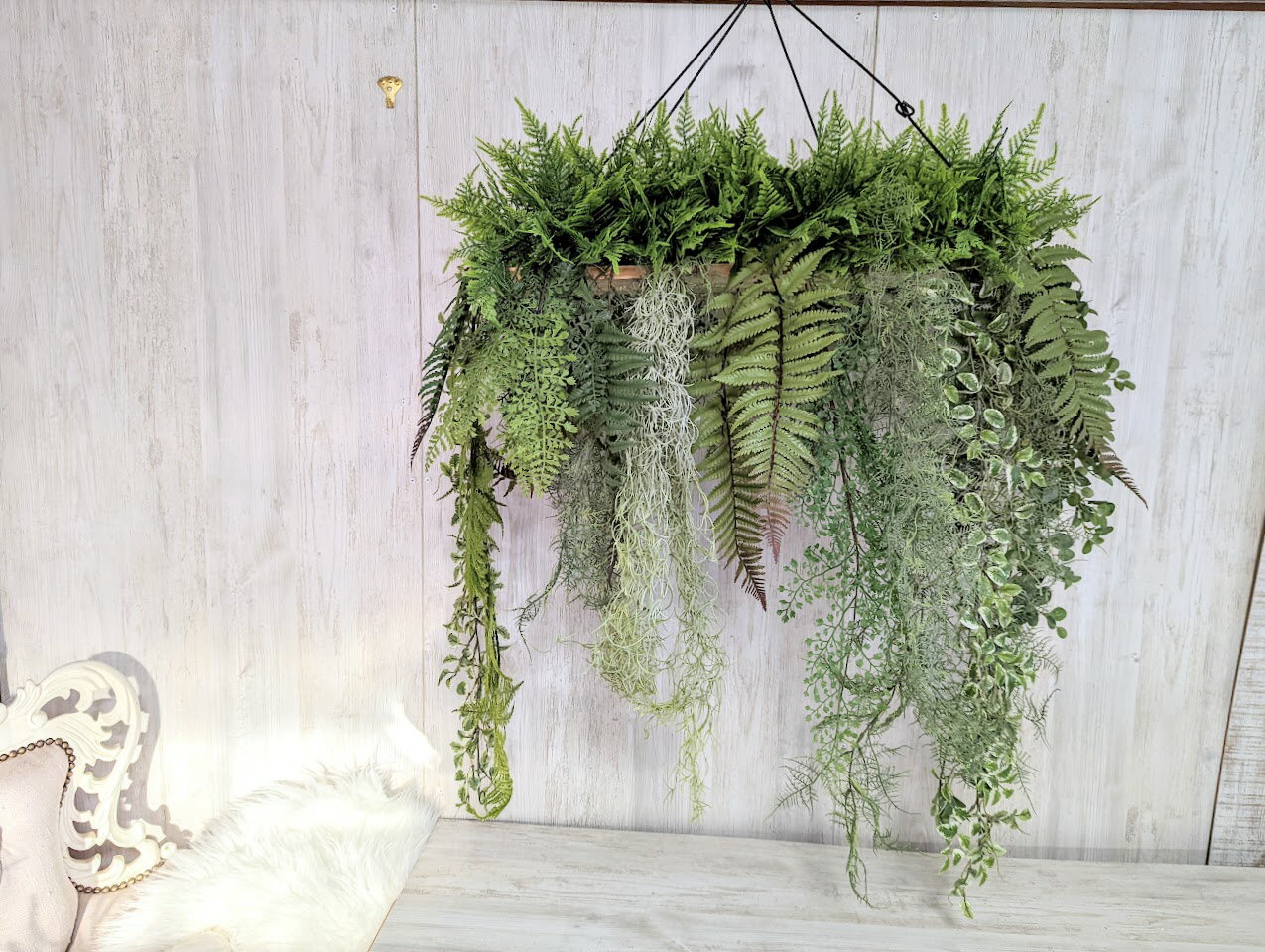 人工観葉植物　フェイクグリーン　ハンギンググリーン　送料無料　　触媒加工品　フェイクグリーン 壁掛け フェイクグリーン ハンギング お洒落 カフェ風 造花 吊す 造花