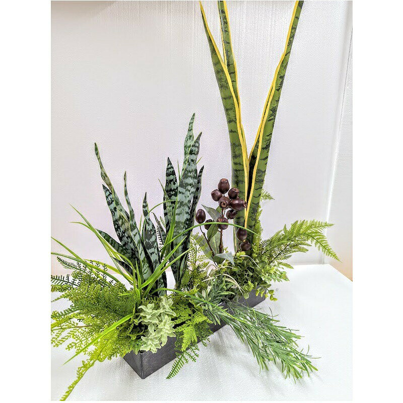 人工観葉植物 サンスペリアミックスグリーンアレンジ  テーブルグリーン 触媒加工 送料無料 観葉植物 オシャレ ディスプレイ カフェディスプレイ グリーンアレンジ アレンジ サンスペリア ミックスグリーン [2]