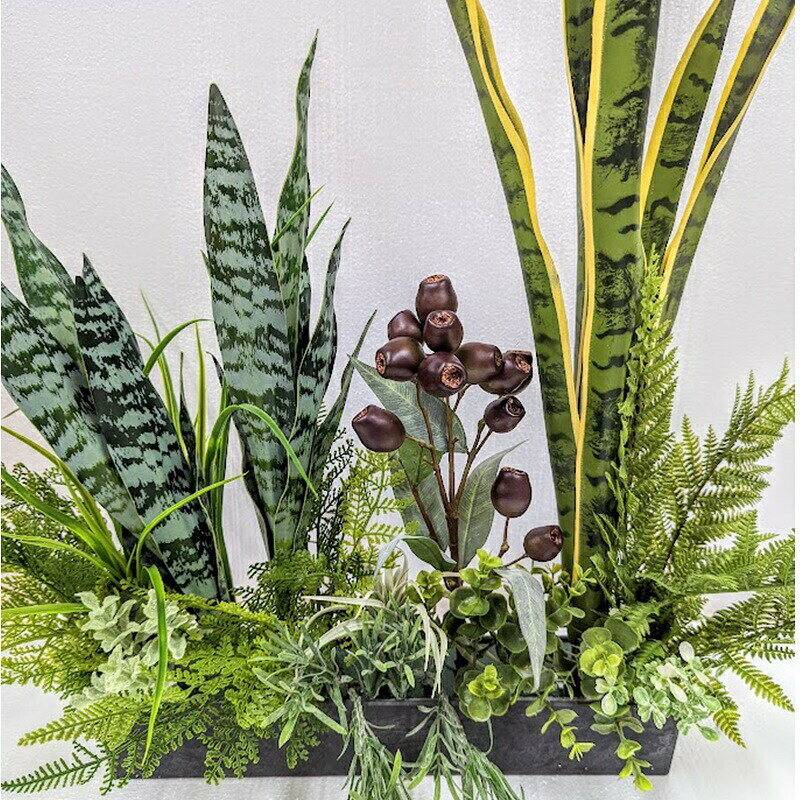 人工観葉植物 サンスペリアミックスグリーンアレンジ  テーブルグリーン 触媒加工 送料無料 観葉植物 オシャレ ディスプレイ カフェディスプレイ グリーンアレンジ アレンジ サンスペリア ミックスグリーン [3]