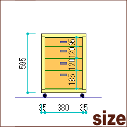 OLD ASHIBA（足場板古材）キャビネットBタイプ（キャスター）引き出し付き（4段）幅450mm×奥行400mm×高さ650mm　塗装仕上げ【受注生産】 【小型商品】