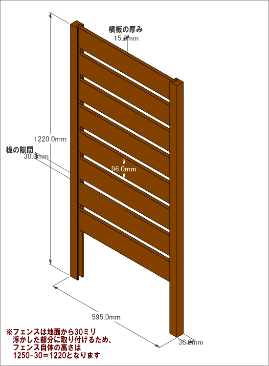 ◇オプションパーツ◇スクエアプランターシリーズ【専用フェンス：横板】幅：長方形用×高さ1250mm用[受注生産] 【大型商品】