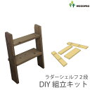 DIY組立キット ラダーシェルフ(奥行ワイド)◇国産杉幅55cm×2段はしご型 飾り棚 階段型 木製棚 立て掛け ラダーラック ウォールシェルフ〈受注生産〉